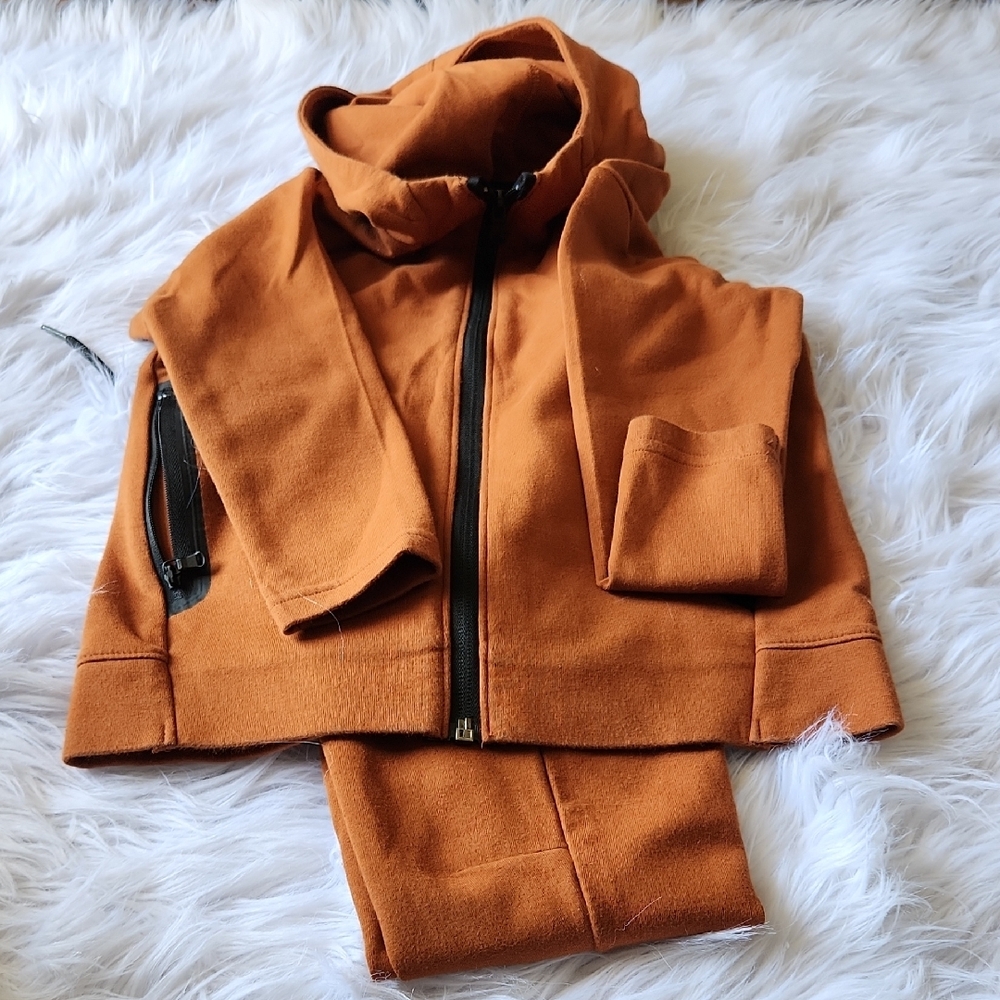 Orange Hoodie and Pants Set